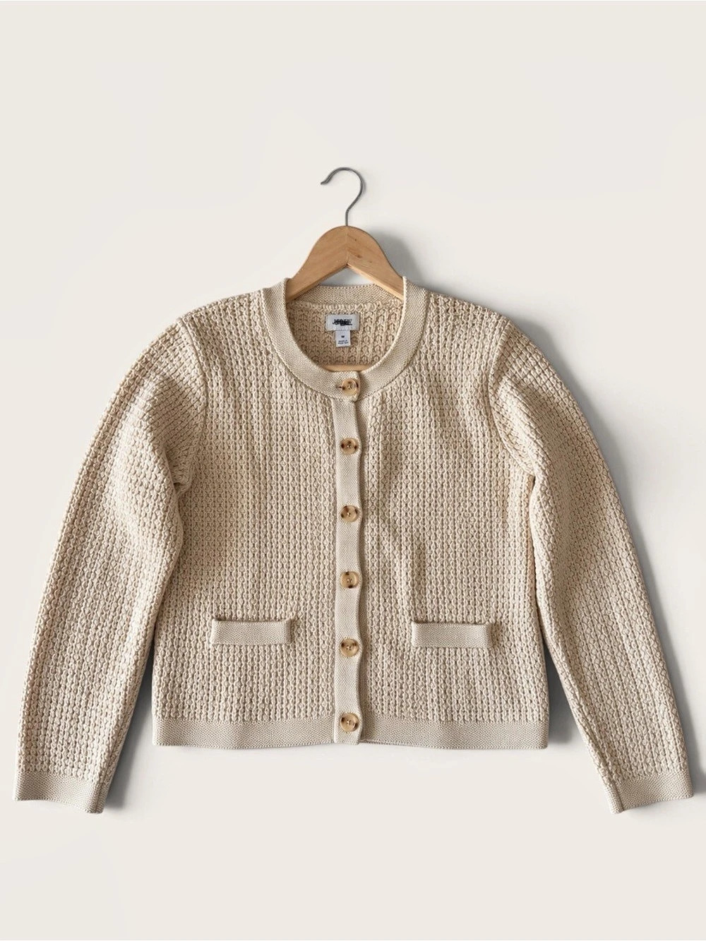 J.Crew Textured Knit Cardigan in Cream Size Medium NWT